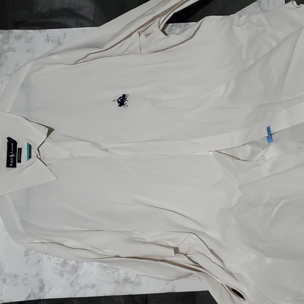 Ralph Lauren white button down dress shirt big and tall small spot on arm